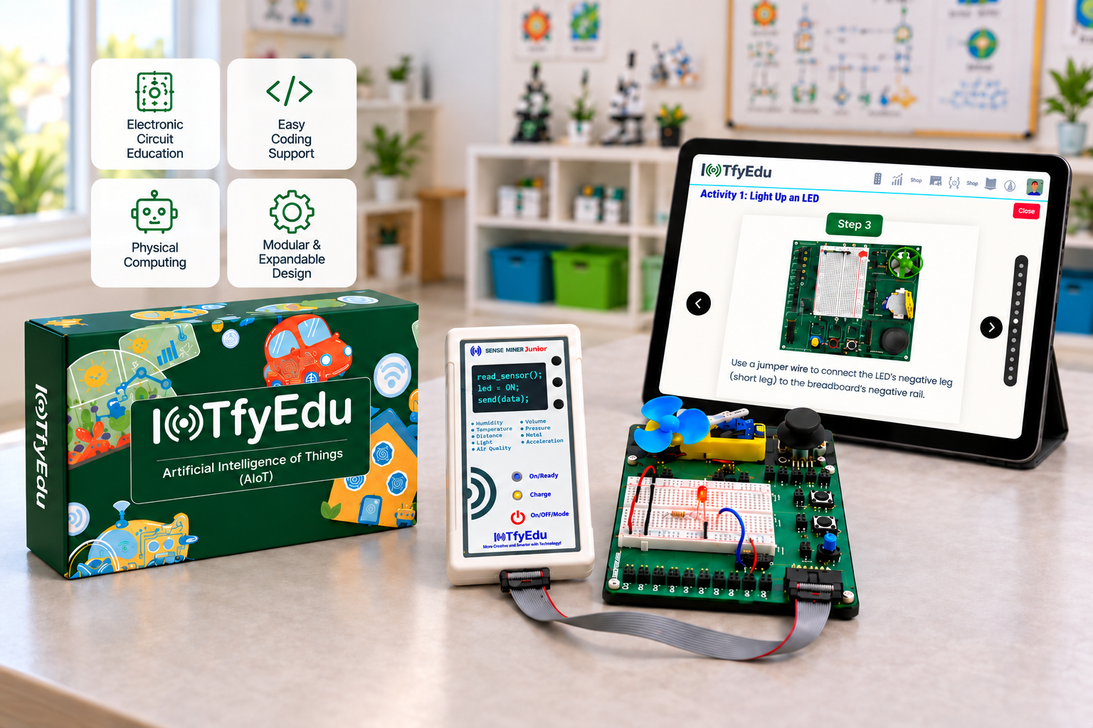 IOTfyEdu Computer Science Studio: students learning coding